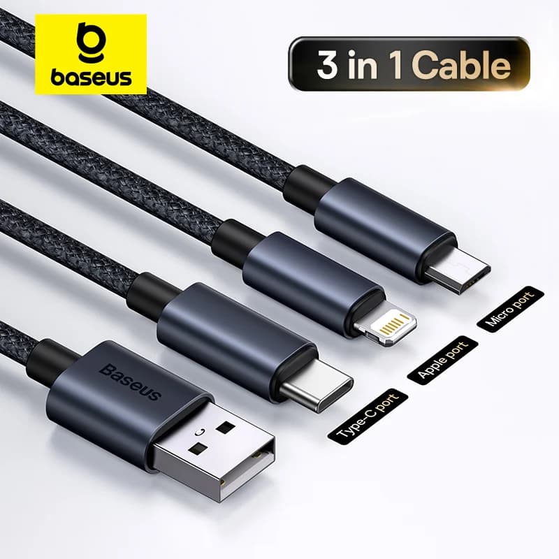 3-in-1 USB Charging Cable with Type-C and Micro USB