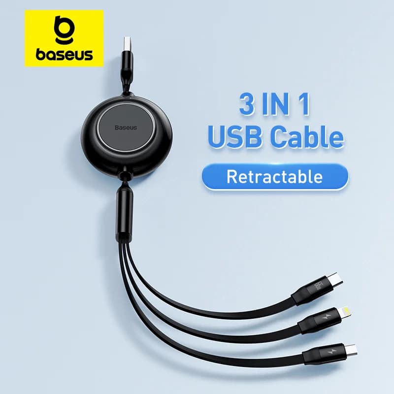 3-in-1 Retractable USB Charging Cable
