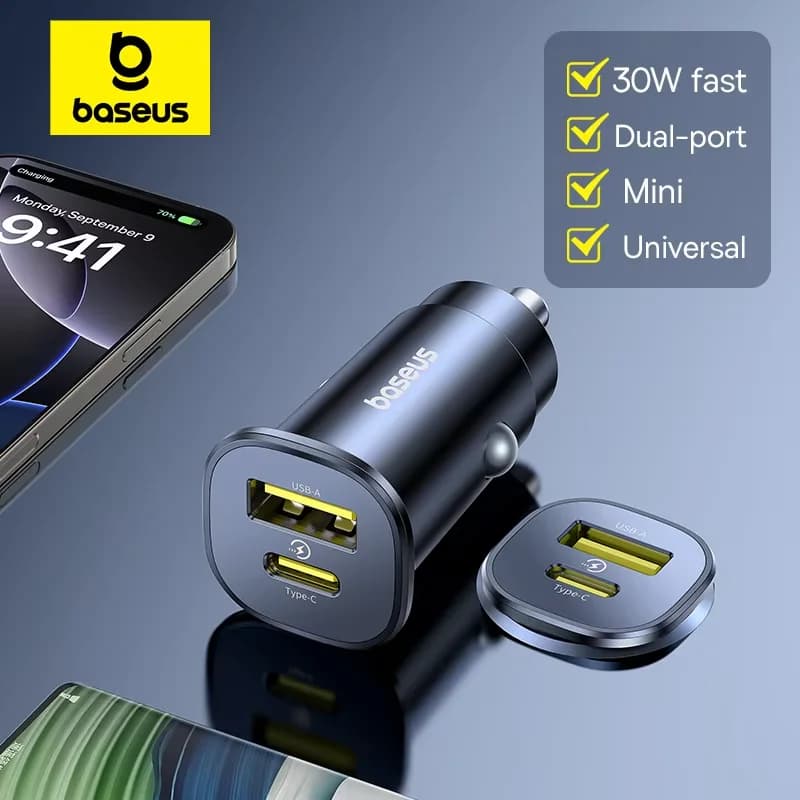 30W Dual Port USB-C Car Charger